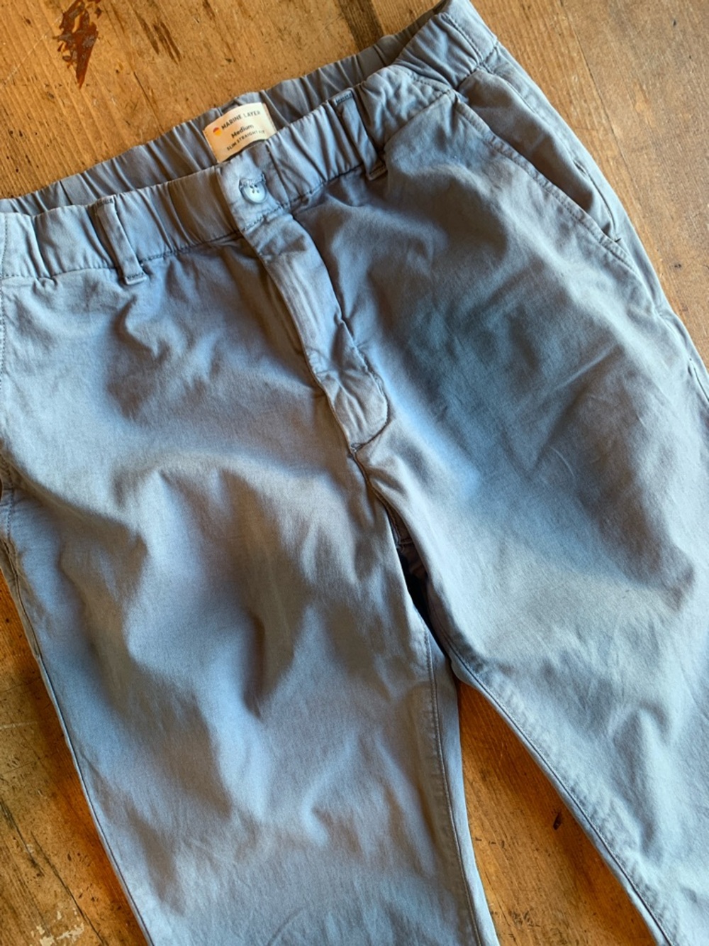 Marine Layer Organic Cotton Blue Elastic-Waist Chino Pants - Picture 5 of 16